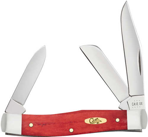 Case 10762 Dark Red Bone Stockman Medium Folding Clip Point/Pen/Sheepsfoot Plain Mirror Polished Tru-Sharp SS Blade/Smoo