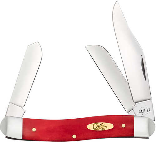 Case 10764 Dark Red Bone Stockman Folding Clip Point/Sheepsfoot/Spey Plain Mirror Polished Tru-Sharp SS Blade/ Smooth Da