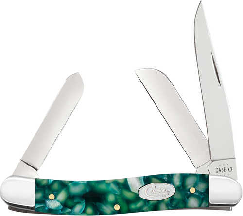 Case 71382 SparXX Stockman Medium Folding Clip Point/Sheepsfoot/Spey Plain Mirror Polished Tru-Sharp SS Blade/ Green Kir