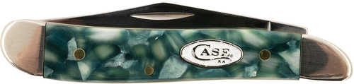 Case 71384 SparXX Peanut Folding Clip Point/Pen Plain Mirror Polished Tru-Sharp SS Blade/Green Kirinite Handle