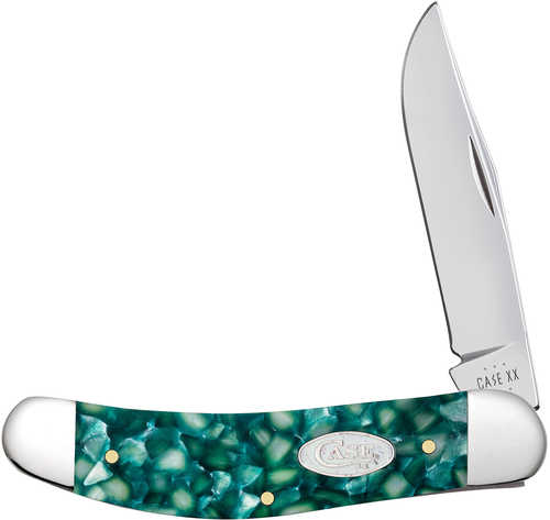 Case 71385 SparXX Sowbelly Folding Clip Point/Plain Mirror Polished Tru-Sharp SS Blade/Green Kirinite Handle