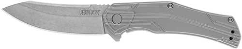 Kershaw 1380 Husker Edc 3" Folding Trailing Point Plain Bead Blasted 8cr13mov Ss Blade, Stonewashed Stainless Steel Hand