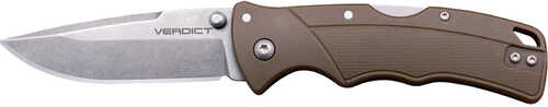 Cold Steel Csflc3spssfdez Verdict Edc 3" Tanto Plain Folding 4116 Krupp Ss Blade Flat Dark Earth Textured, Gfn Handle