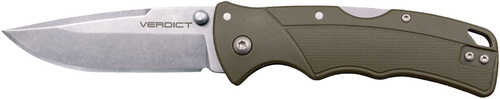 Cold Steel Csflc3spssodgz Verdict Edc 3" Spear Point Plain Folding 4116 Krupp Ss Blade, Odg Textured Gfn Handle