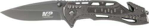 Schrade SWMP10G M&P Knife 3.87" 7Cr17MoV Stainless Steel Drop Point Aluminum Grey