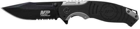 S&W SWMP13GS M&P Knife 3.48" 8Cr13MoV Stainless Steel Clip Point Aluminum Gray