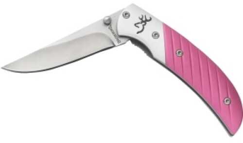 Browning 3225622 Prism II 2.5" 440A Stainless Steel Clip Point Aluminum Pink