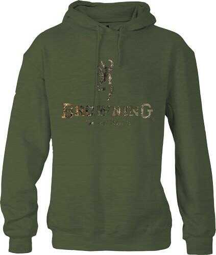 Browning Buckmark Men's Hoodie Small Green With Camo Logo