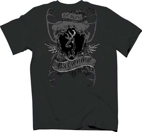 Browning Mens Antler Crest Buckmark Logo Short Sleeve T Shirt Cotton Black Small