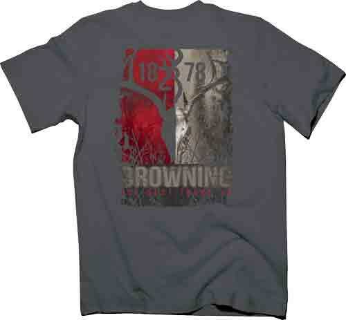 Browning MENS T-Shirt Half And X-Large Charcoal With Logo Md: 11097900XL