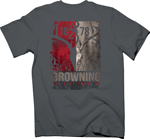 Browning MENS T-Shirt Half And 3X-Large Charcoal W/BG Logo