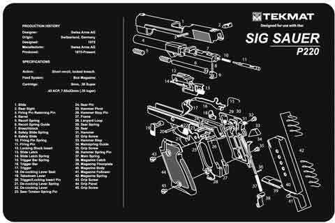 TEKMAT Armorers Bench Mat 11"X17" Sig Sauer 220 Pistol