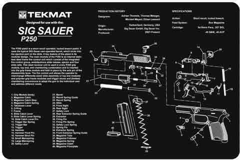 TEKMAT Armorers Bench Mat 11"X17" Sig Sauer 250 Pistol