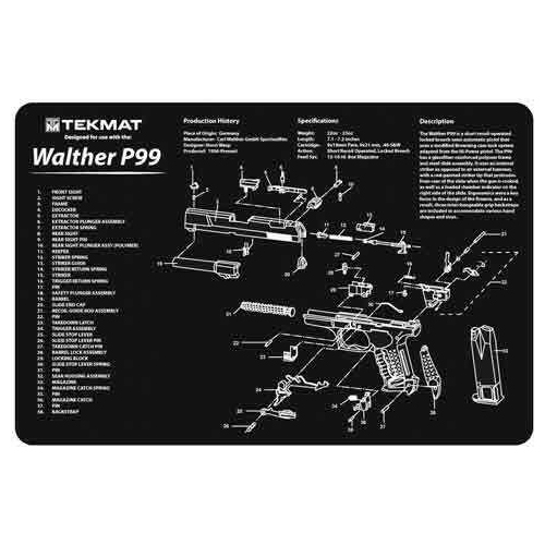 TEKMAT Armorers Bench Mat 11"X17" Walther P99 Pistol