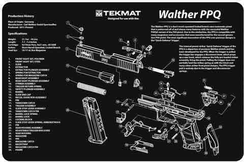 TEKMAT Armorers Bench Mat 11"X17" Walther PPQ Pistol