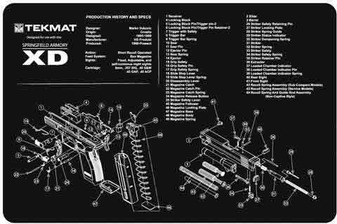 TEKMAT Armorers Bench Mat 11"X17" Springfield XD Pistol