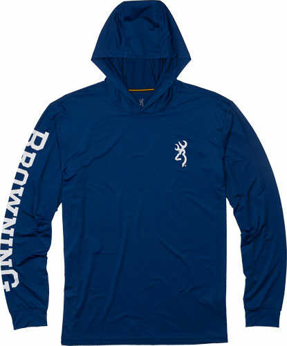 BROWNING TECH T-SHIRT NAVY LS HOODED MEDIUM