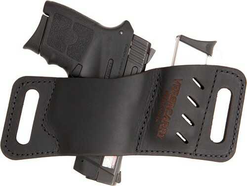 Versa Carry Quick Slide Micro Belt Holster Fits Most Small 380 ACP Pistols Black Leather Ambidextrous Magazine Pou