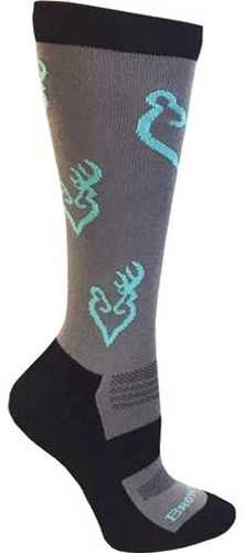 Browning LADIES Heartland Calf SOCKS Med Grey/Black/Blue BUCKMARK