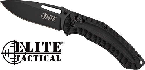 Mc Elite Tactical Pyrodex 3.3" Drop Point Folder Black/Black