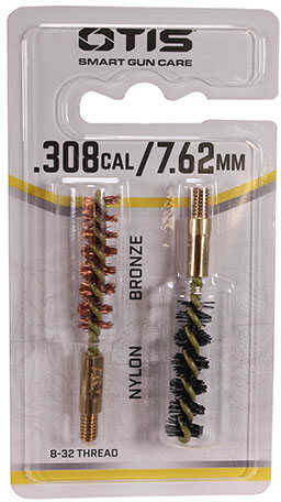 Otis Bore Brush .308 2-Pk 1-Nylon 1-Bronze 8-32 Thread