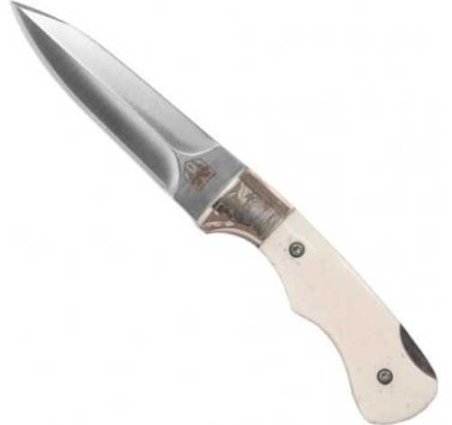 COBRATEC White Push Dagger 3" Folder W/ Leather Sheath