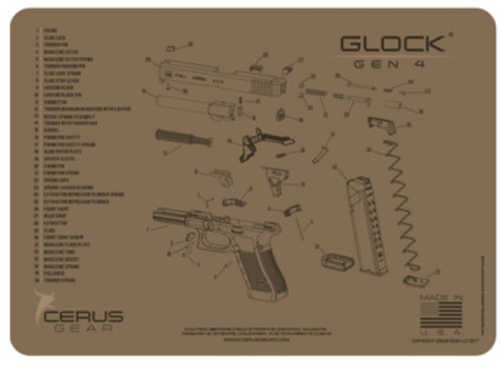 Cerus Gear 3mm Promats 12" x 17" For Glock Gen4 Schematic Coyote