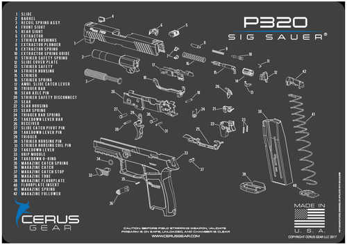 Cerus Gear 3mm Promats 12" x 17" Sig320 Schematic Charcoal Gray