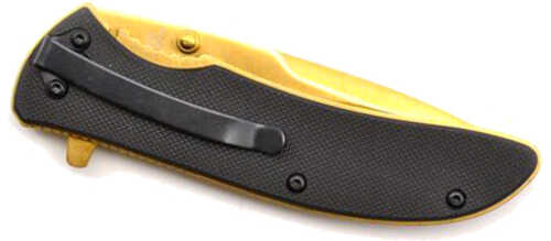 Guard Dog Knife Black G10 Handle Gold Blade Folder 3.5" Blade!