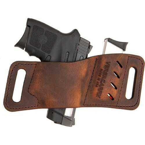 Versa Carry Quick Slide Micro Belt Holster Fits Most Small 380 ACP Pistols Distressed Brown Water Buffalo Leather