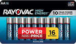 Rayovac AA High Energy Alkaline Batteries Silver/Blue 1.5 Volts 2,700 mAh (16) Single Pack