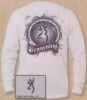 Browning Long Sleeve Tee Distressed Label Gray Xxl