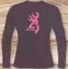 Browning Long Sleeve Tee Pink Camo Mark Chocolate Md