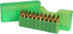 MTM Slip Top Rifle Ammo Box 22-250 30-30 6.5Gren 7.62 Clear/Green 20 rd. Model: J-20-M16