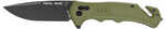 Real Avid Rav-4 Folding Knife Plain Edge Matte Finish Black And Green Glass Filled Nylon Handle 3.25" Blade Length 7.75"