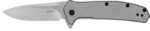 Kershaw Outcome 2.80" Folding Clip Point Plain Stonewashed 8Cr13MoV SS Blade/Bead Blasted Stainless Steel Handle Include