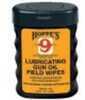 Hoppe's Lubricating Gun Oil Field Wipes Fifty 3" x 5" Towelettes Plastic Container 1631