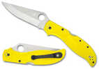 Spyderco Stretch 2 Lightweight Salt Folding Knife Spyderedge Serations  yellow Frn Handle Satin Finish Silver 3.95" Blad