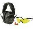 WALKER Passive Combo Kit Folding Earmuff Black 1 Pair of Foam Plugs Sport Glasses Included GWP-FPM1GFP