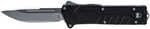 CobraTec Knives BLKSFDNS Special Forces 3.25" OTF Drop Point Plain Satin D2 Steel Blade, 4.75" Black Textured Anodized A