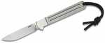 Columbia River Testy 2.38" Fixed Drop Point Plain High Carbon Stainless Steel Blade Skeletonized SS W/Chevron