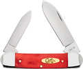 Case 10765 Dark Red Bone Canoe Folding Spear/Pen Plain Mirror Polished Tru-Sharp SS Blade/Smooth Dark Red/Pinched Bolste